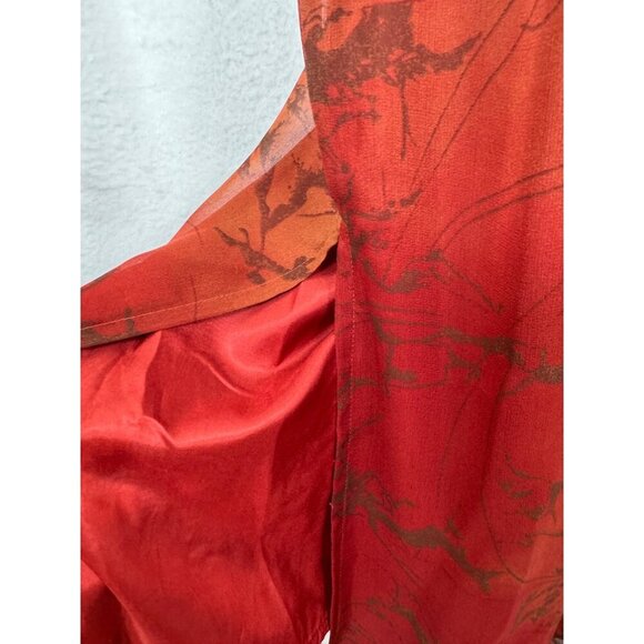 VTG Tess 100% Silk Shift Dress in Fall abstract sheer maxi sz 14W - Picture 8 of 8